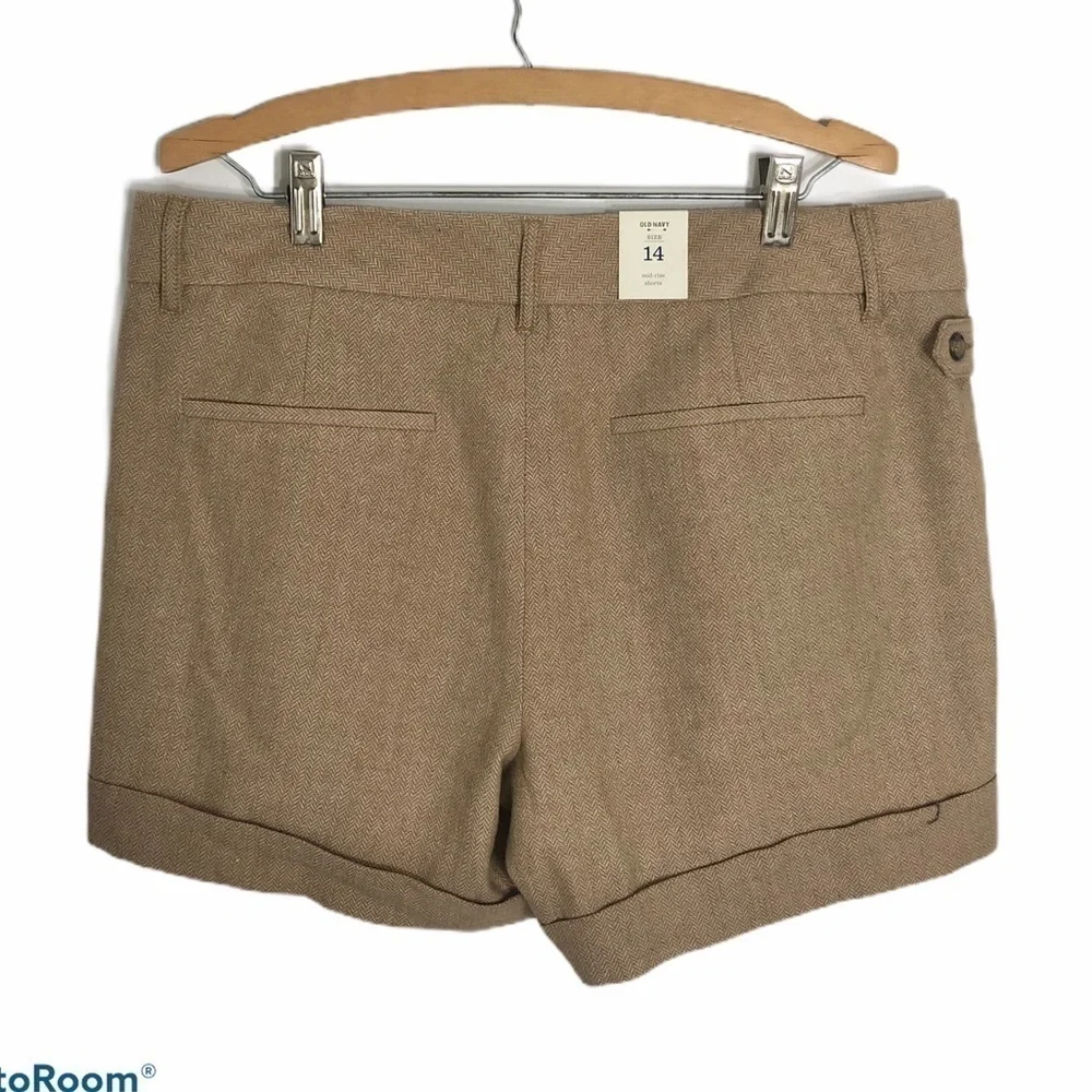 Old Navy Herringbone Print Shorts NWT 14 Tan Women
